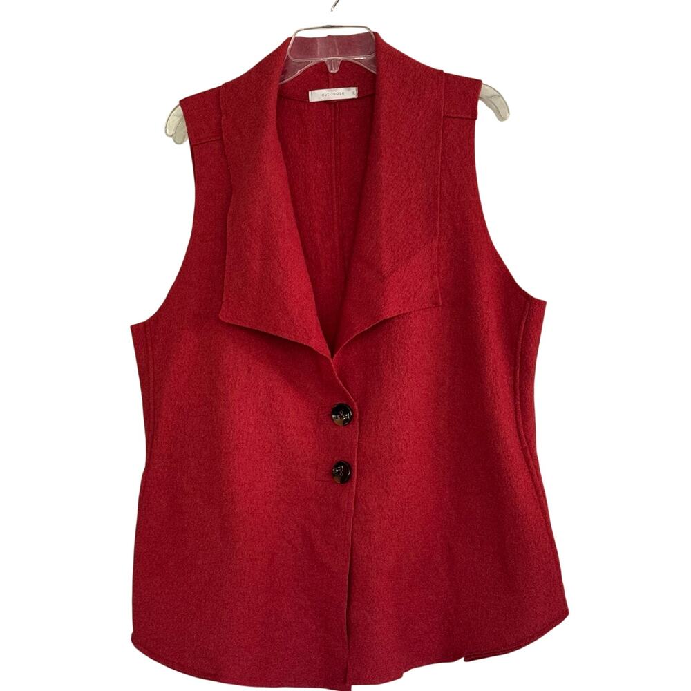 Cut Loose Womens Size XL 100% Boiled Wool Vest Rust Draped Collar Button Front